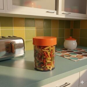 Vintage Canister Erik Kold Plast Made in Denmark Mod Orange MCM